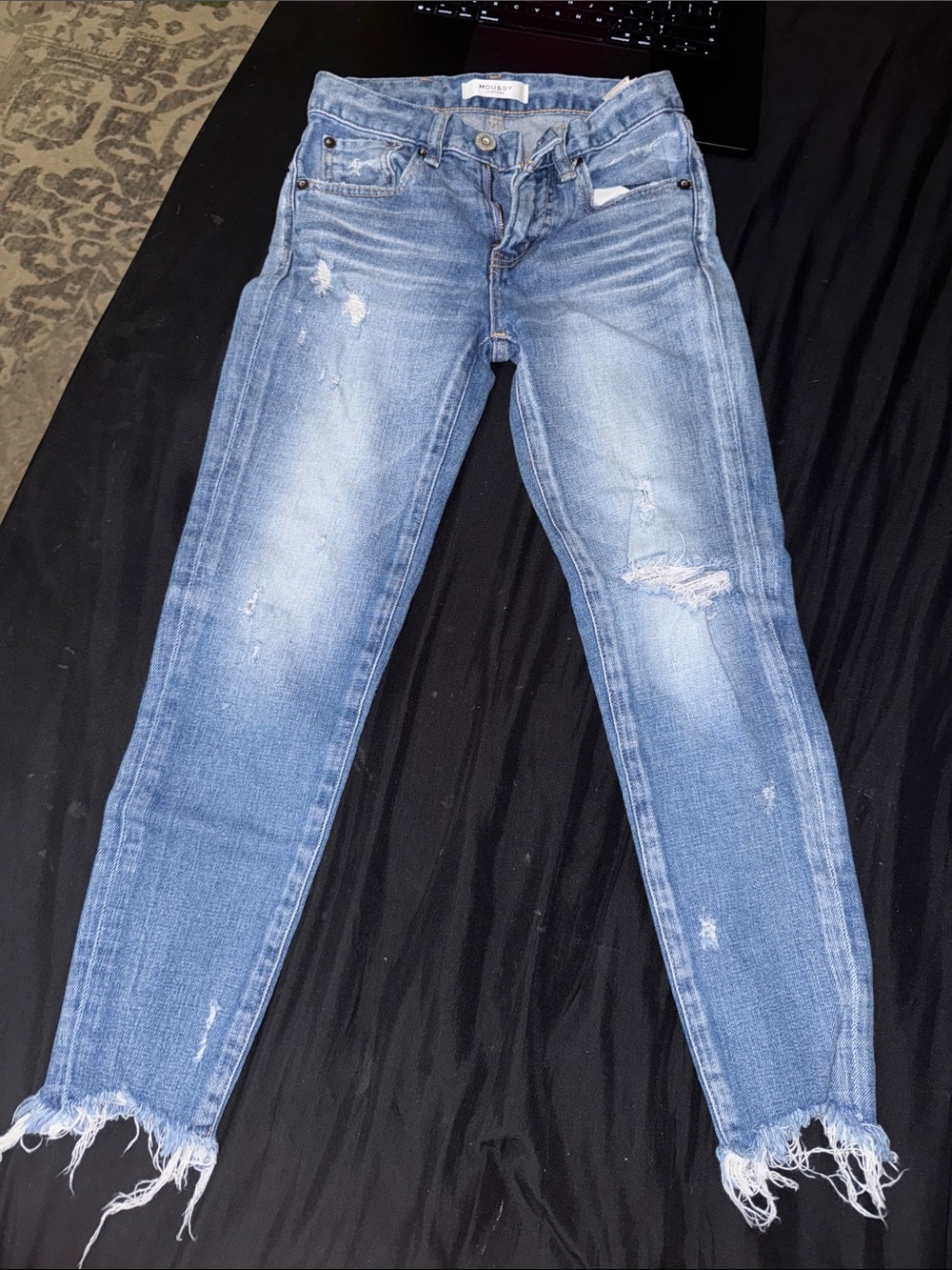Moussy Light Blue Distressed Skinny Jeans